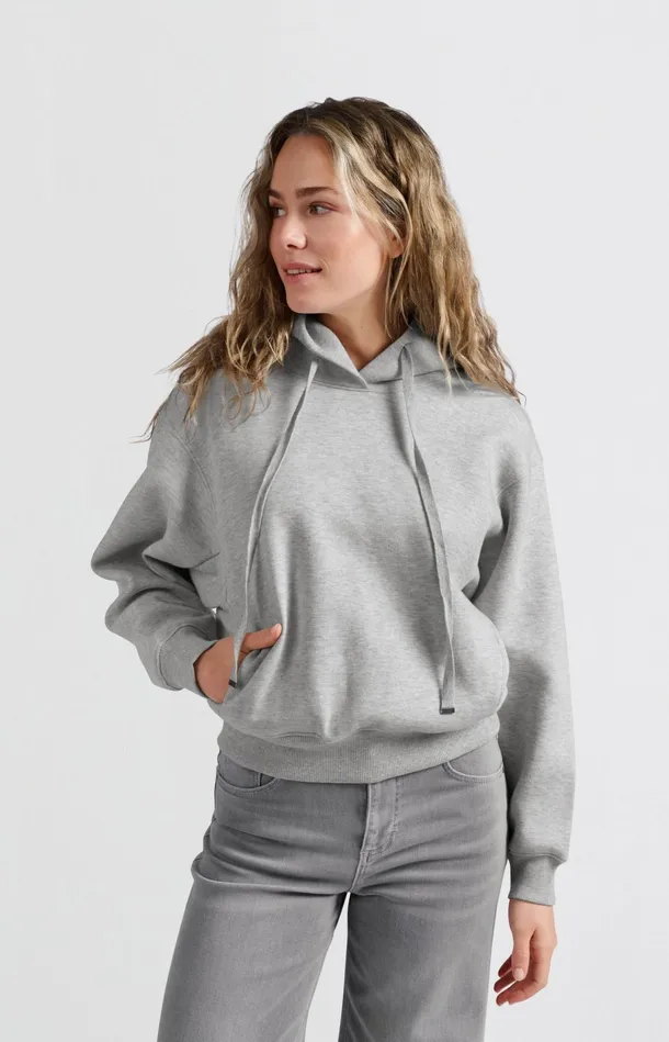 Soft Hoodie With Cords Light Grey Melange Women YAYA Sweaters Soft Hoodie With Cords Light Grey Melange Women YAYA Sweaters