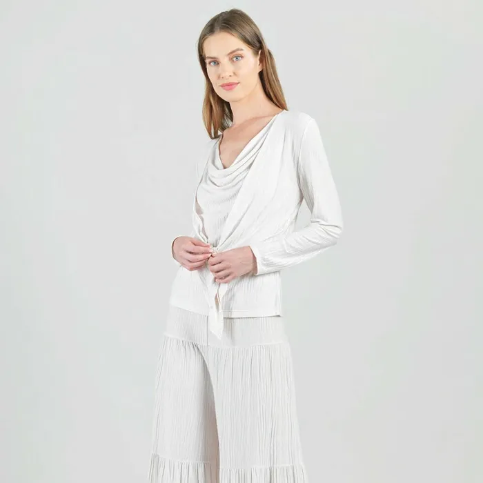 Soft Pleat Knit 8211 2pc Cardigan and Cowl Tank Twinset 8211 Ivory 8211 Limited Sizes Women Clara Sunwoo Spring Collection