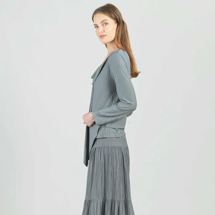 Soft Pleat Knit 8211 2pc Cardigan and Cowl Tank Twinset 8211 Olive Women Clara Sunwoo Spring Collection