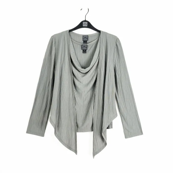 Soft Pleat Knit 8211 2pc Cardigan and Cowl Tank Twinset 8211 Olive Women Clara Sunwoo Spring Collection