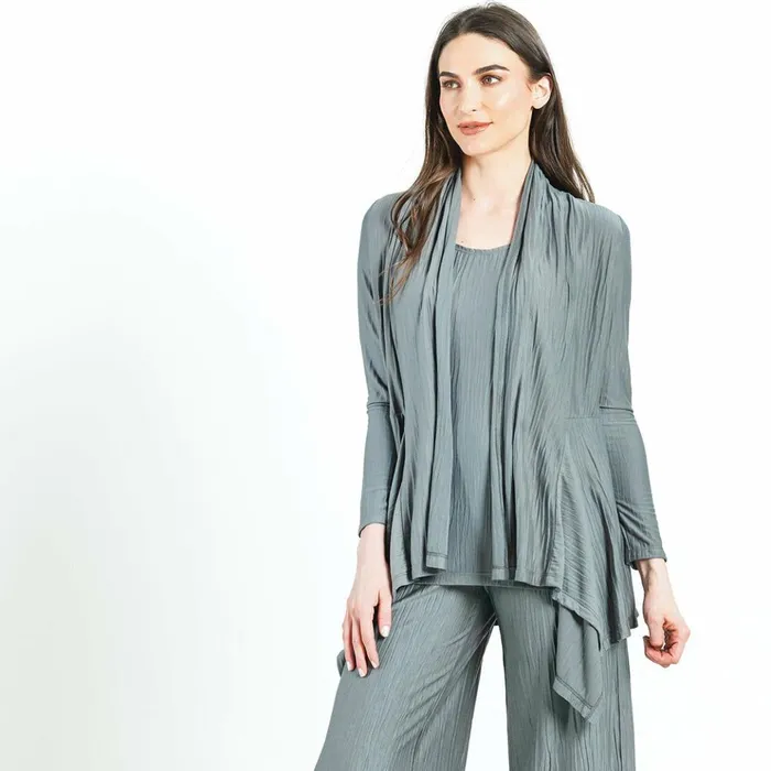 Soft Pleat Knit 8211 Cardigan and Tank Twinset 8211 Olive 8211 Final Sale Women Clara Sunwoo Jackets Cardigans