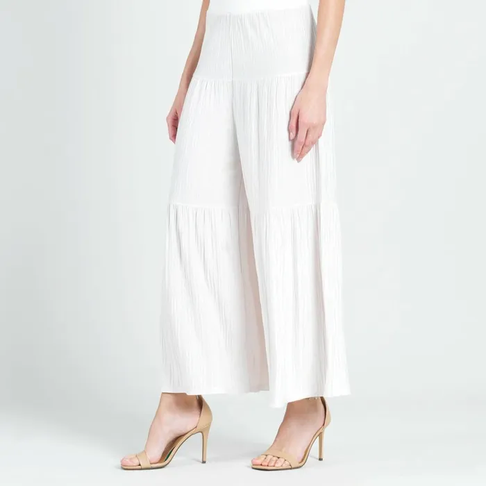 Soft Pleat Knit 8211 Tiered SkirtPant 8211 Ivory 8211 Limited Sizes Women Clara Sunwoo Pants Skirts