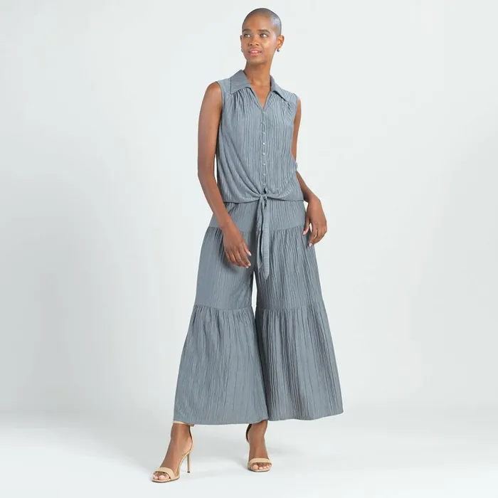 Soft Pleat Knit 8211 Tiered SkirtPant 8211 Olive Women Clara Sunwoo Pants Skirts