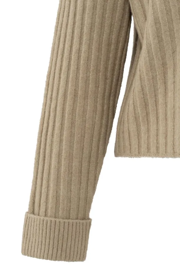 Soft Ribbed Sweater With Vneck And Long Sleeves Safari Melange Women YAYA Sweaters Soft Ribbed Sweater With Vneck And Long Sleeves Safari Melange Women YAYA Sweaters