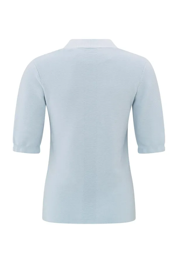 Soft Sweater With Deep Vneck And Short Sleeves Gray Dawn Blue Women YAYA Sweaters Soft Sweater With Deep Vneck And Short Sleeves Gray Dawn Blue Women YAYA Sweaters
