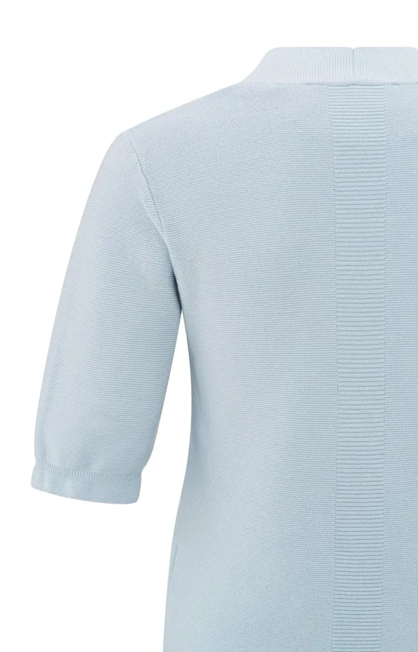 Soft Sweater With Deep Vneck And Short Sleeves Gray Dawn Blue Women YAYA Sweaters Soft Sweater With Deep Vneck And Short Sleeves Gray Dawn Blue Women YAYA Sweaters