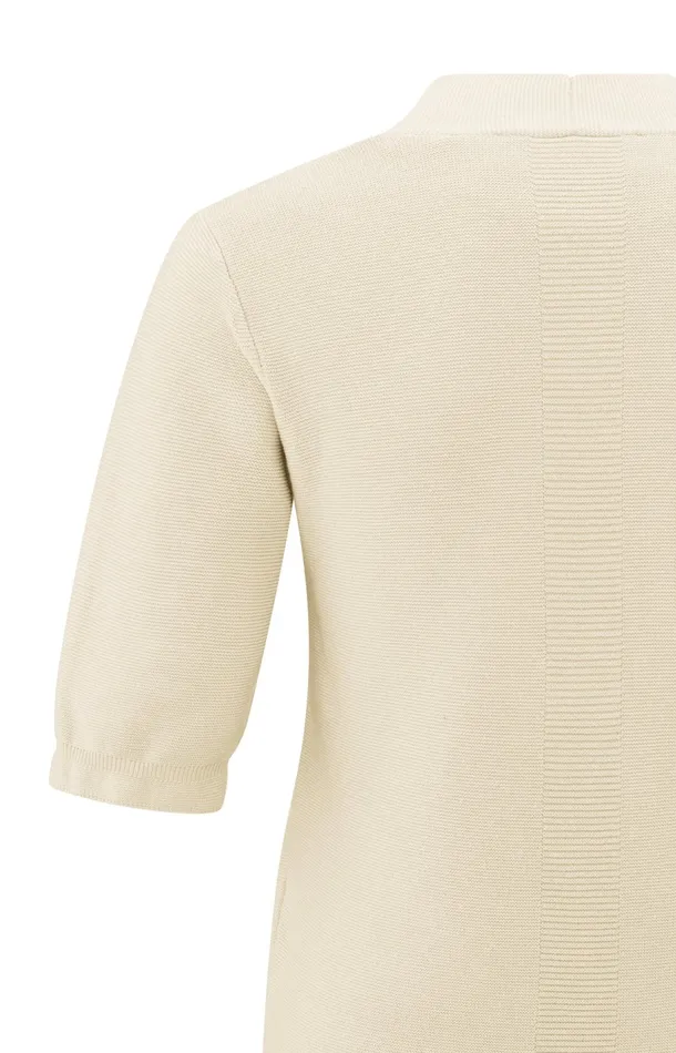 Soft Sweater With Deep Vneck And Short Sleeves Off White Knit Women YAYA Sweaters Soft Sweater With Deep Vneck And Short Sleeves Off White Knit Women YAYA Sweaters