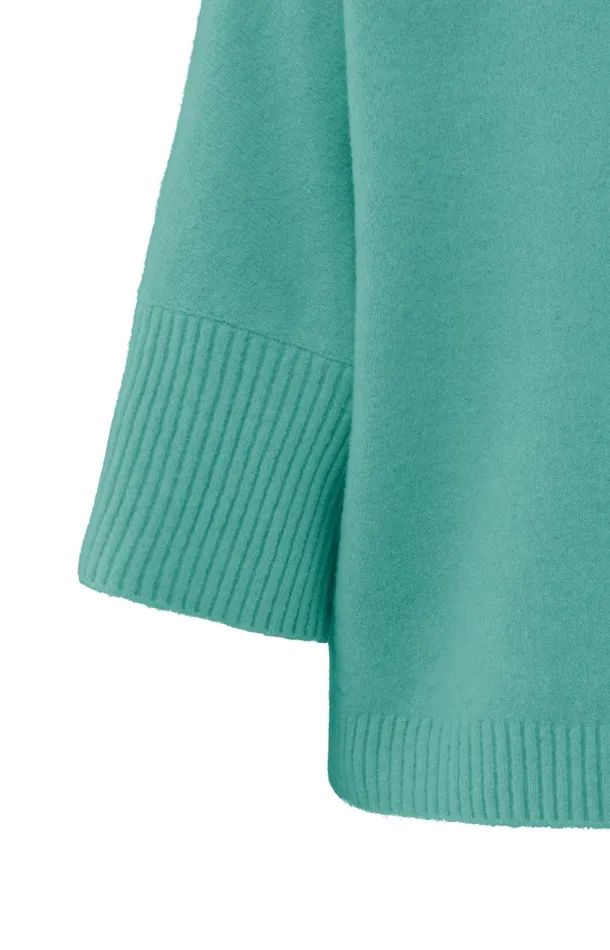 Soft Sweater With High Neck And Threequarter Sleeves Pool Blue Women YAYA Sweaters Soft Sweater With High Neck And Threequarter Sleeves Pool Blue Women YAYA Sweaters