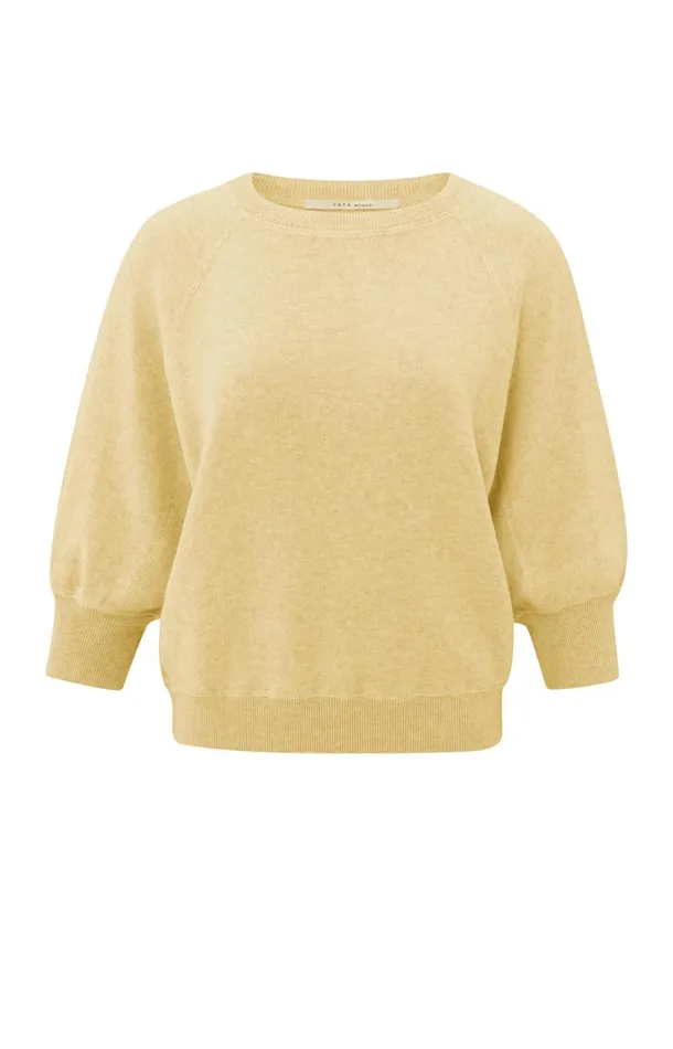 Soft Sweater With Raglan Sleeves And Round Neckline Moonstone Yellow Melange Women YAYA Sweaters Soft Sweater With Raglan Sleeves And Round Neckline Moonstone Yellow Melange Women YAYA Sweaters