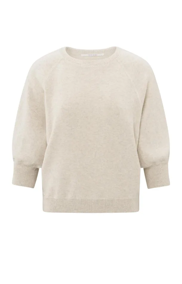 Soft Sweater With Raglan Sleeves And Round Neckline Nature Melange Women YAYA Sweaters Soft Sweater With Raglan Sleeves And Round Neckline Nature Melange Women YAYA Sweaters