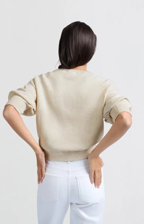 Soft Sweater With Raglan Sleeves And Round Neckline Nature Melange Women YAYA Sweaters Soft Sweater With Raglan Sleeves And Round Neckline Nature Melange Women YAYA Sweaters