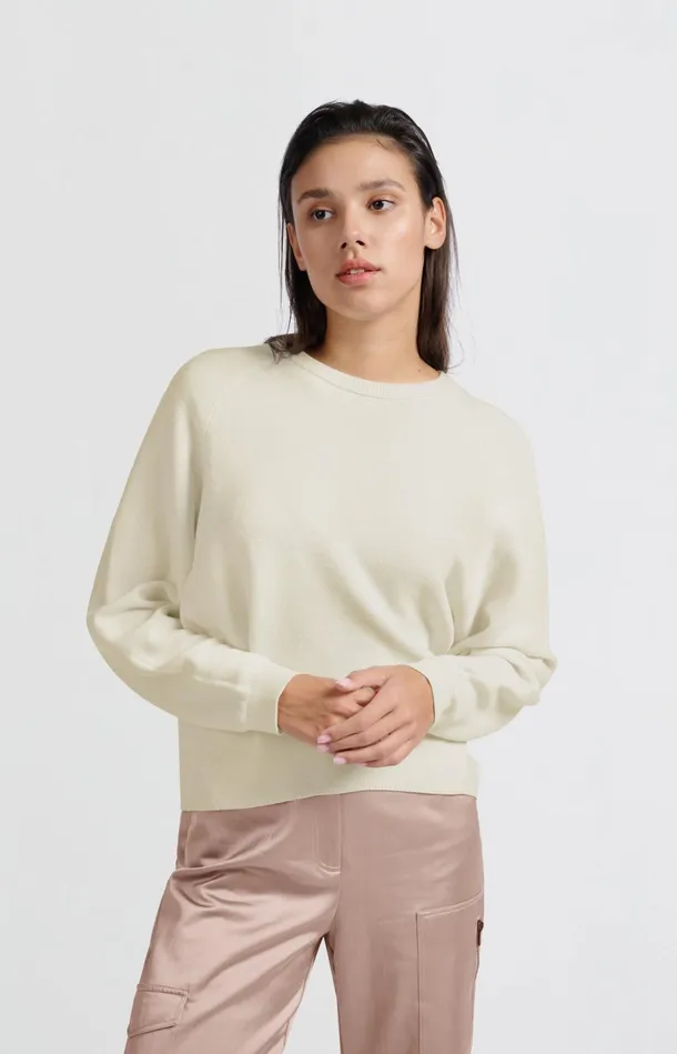 Soft Sweater With Seam Details Off White Women YAYA Sweaters