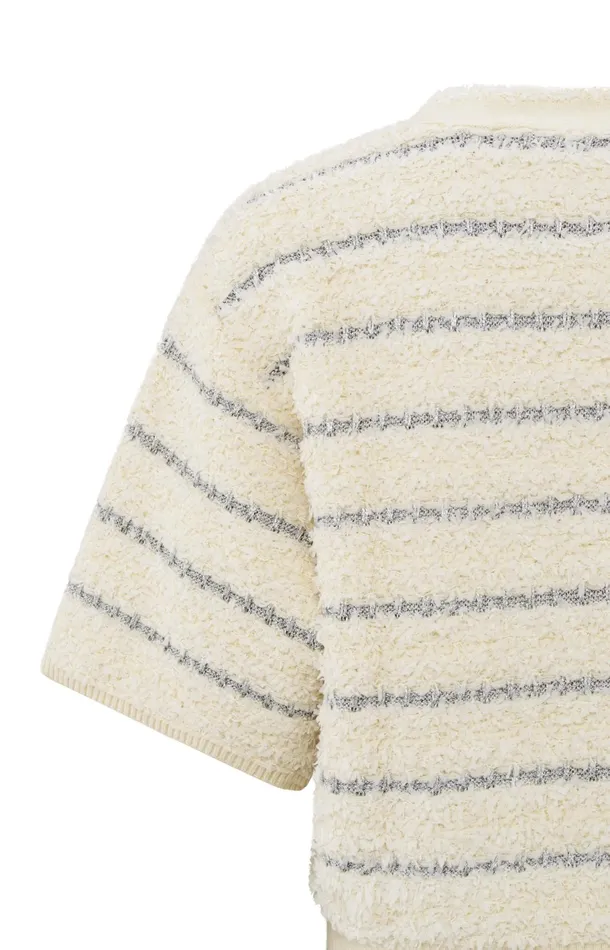 Soft Sweater With Shiny Stripes And Short Sleeves Off White Dessin Women YAYA Sweaters Soft Sweater With Shiny Stripes And Short Sleeves Off White Dessin Women YAYA Sweaters