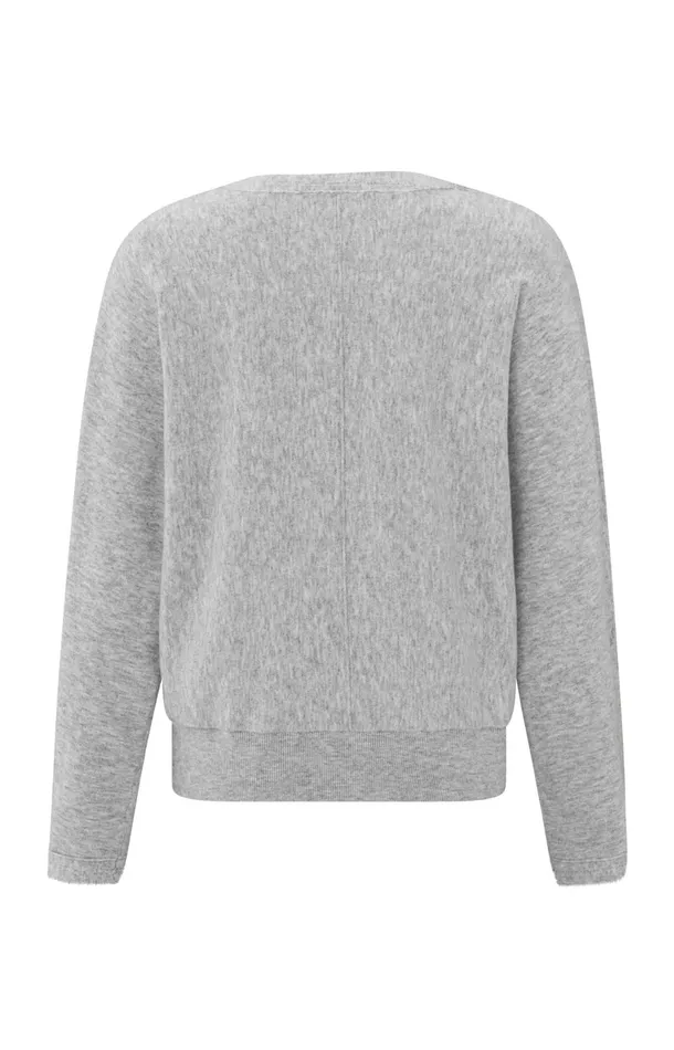 Soft Sweater With Vneck And Batwing Sleeves Medium Grey Melange Women YAYA Sweaters Soft Sweater With Vneck And Batwing Sleeves Medium Grey Melange Women YAYA Sweaters