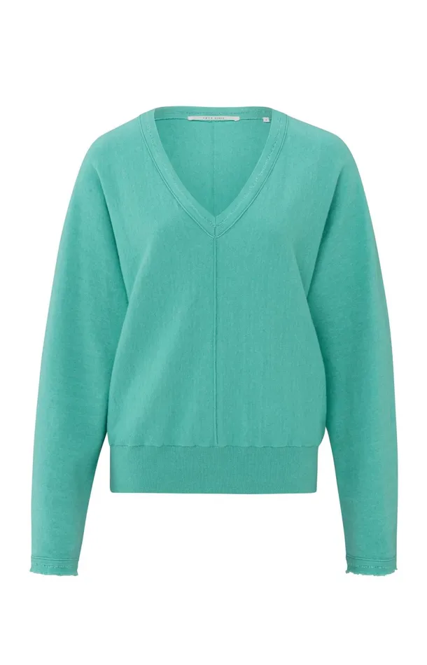 Soft Sweater With Vneck And Batwing Sleeves Pool Blue Women YAYA Sweaters Soft Sweater With Vneck And Batwing Sleeves Pool Blue Women YAYA Sweaters