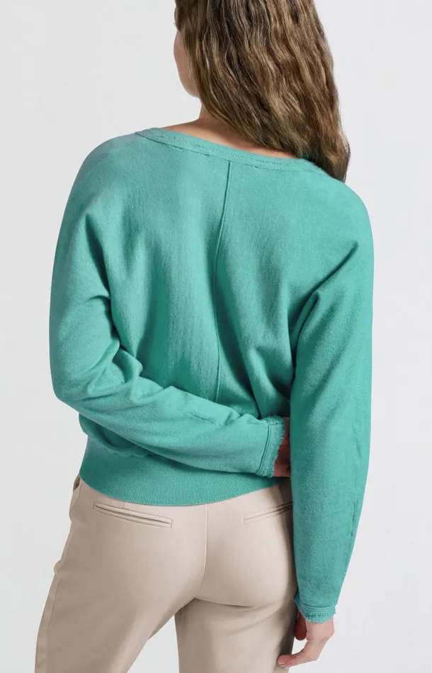 Soft Sweater With Vneck And Batwing Sleeves Pool Blue Women YAYA Sweaters Soft Sweater With Vneck And Batwing Sleeves Pool Blue Women YAYA Sweaters