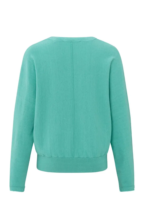 Soft Sweater With Vneck And Batwing Sleeves Pool Blue Women YAYA Sweaters Soft Sweater With Vneck And Batwing Sleeves Pool Blue Women YAYA Sweaters