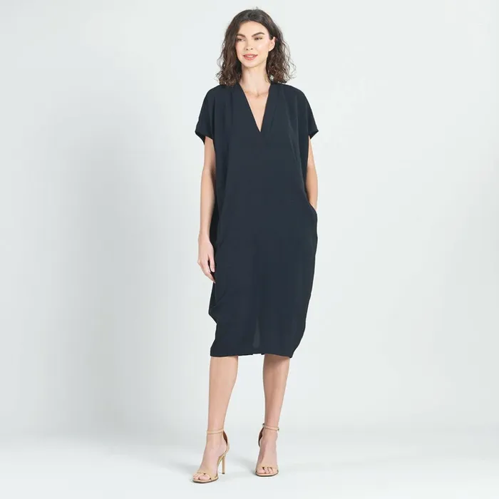 Soft Textured Rayon 8211 Empire Waist Caftan Pocket Dress 8211 Black Women Clara Sunwoo Dresses Jumpsuits