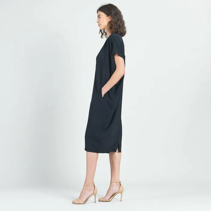 Soft Textured Rayon 8211 Empire Waist Caftan Pocket Dress 8211 Black Women Clara Sunwoo Dresses Jumpsuits