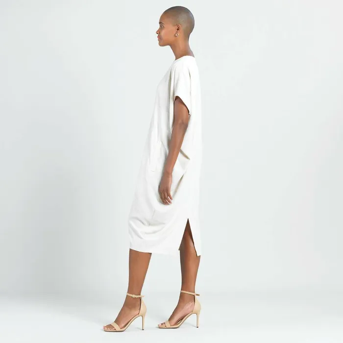 Soft Textured Rayon 8211 Empire Waist Caftan Pocket Dress 8211 Ivory 8211 Final Sale Women Clara Sunwoo Dresses Jumpsuits