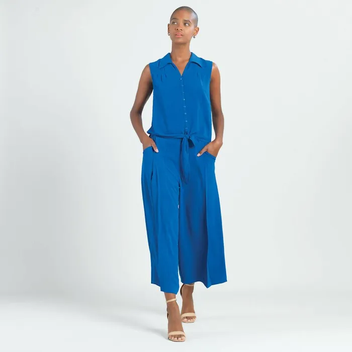 Soft Textured Rayon 8211 Side Pocket Culotte Pant 8211 Cobalt 8211 Final Sale Women Clara Sunwoo Pants Skirts
