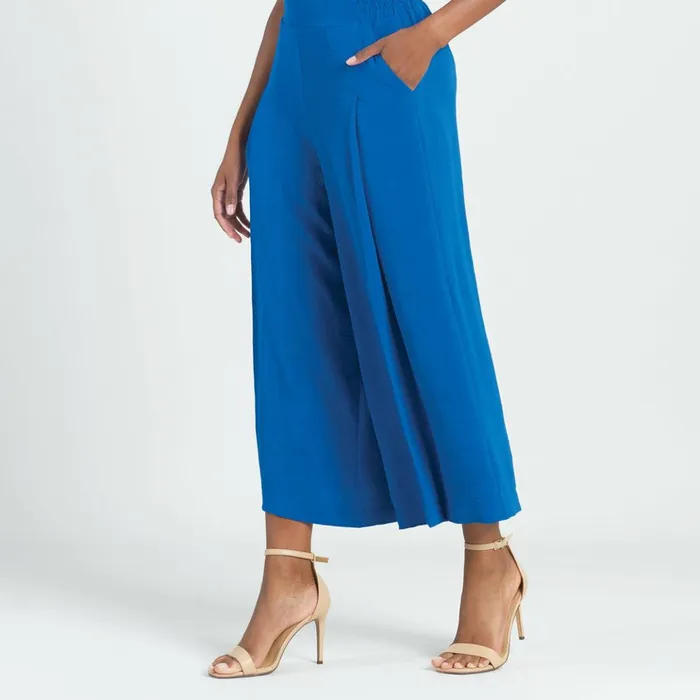 Soft Textured Rayon 8211 Side Pocket Culotte Pant 8211 Cobalt 8211 Final Sale Women Clara Sunwoo Pants Skirts