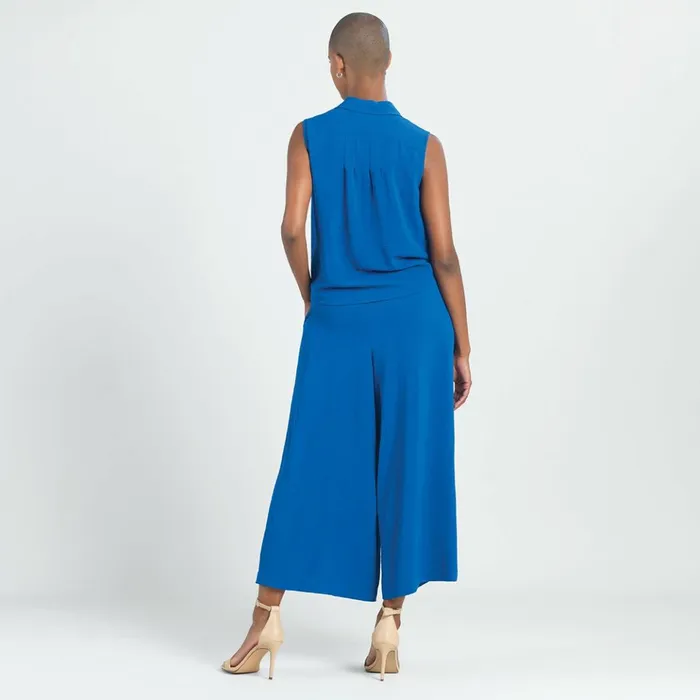 Soft Textured Rayon 8211 Sleeveless Button Down Tie Hem Top 8211 Cobalt Women Clara Sunwoo Tops Tunics