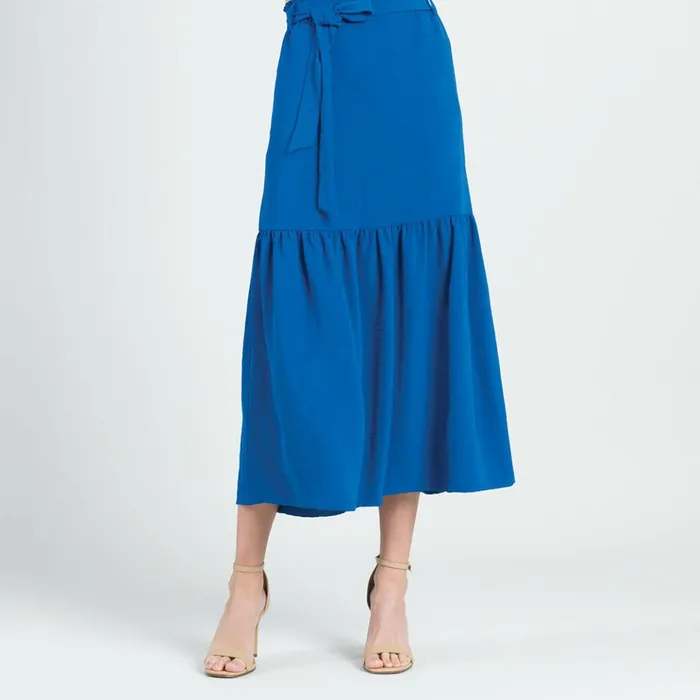 Soft Textured Rayon 8211 Tie Waist Tiered Maxi Skirt 8211 Cobalt 8211 Final Sale Women Clara Sunwoo Pants Skirts Soft Textured Rayon 8211 Tie Waist Tiered Maxi Skirt 8211 Cobalt 8211 Final Sale Women Clara Sunwoo Pants Skirts