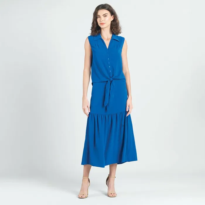 Soft Textured Rayon 8211 Tie Waist Tiered Maxi Skirt 8211 Cobalt 8211 Final Sale Women Clara Sunwoo Pants Skirts