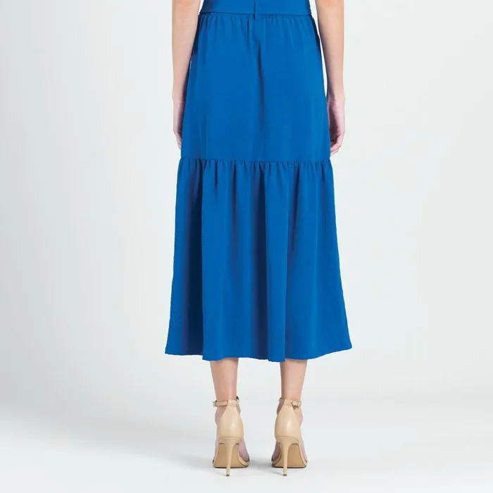 Soft Textured Rayon 8211 Tie Waist Tiered Maxi Skirt 8211 Cobalt 8211 Final Sale Women Clara Sunwoo Pants Skirts