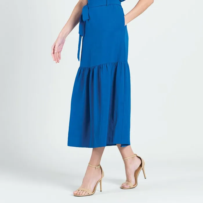 Soft Textured Rayon 8211 Tie Waist Tiered Maxi Skirt 8211 Cobalt 8211 Final Sale Women Clara Sunwoo Pants Skirts