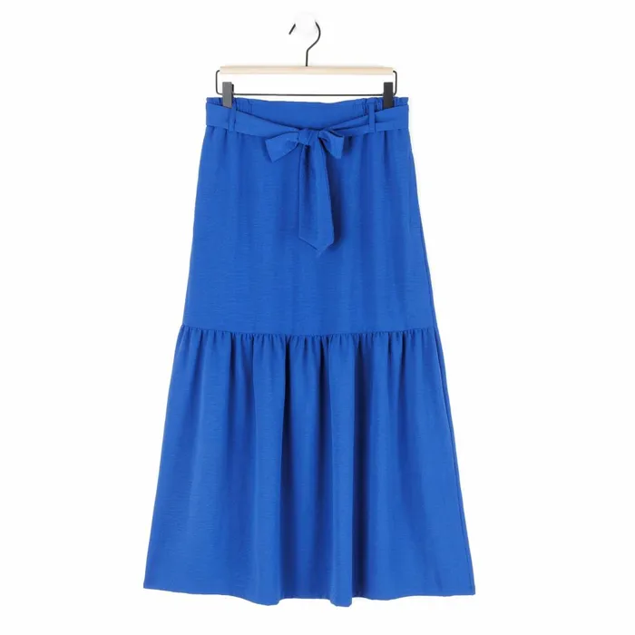 Soft Textured Rayon 8211 Tie Waist Tiered Maxi Skirt 8211 Cobalt 8211 Final Sale Women Clara Sunwoo Pants Skirts