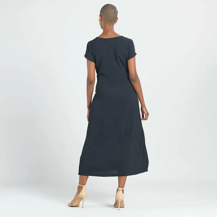 Soft Textured Rayon 8211 Wrap Overlay Center Tie Midi Dress 8211 Black 8211 Final Sale Women Clara Sunwoo Dresses Jumpsuits