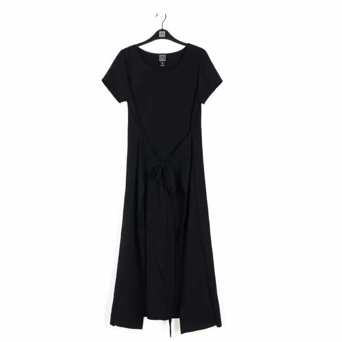 Soft Textured Rayon 8211 Wrap Overlay Center Tie Midi Dress 8211 Black 8211 Final Sale Women Clara Sunwoo Dresses Jumpsuits