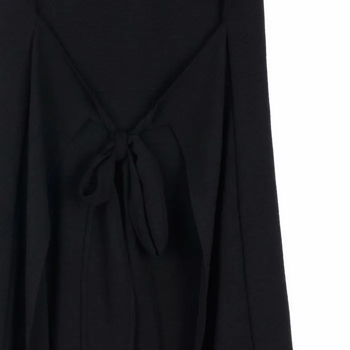 Soft Textured Rayon 8211 Wrap Overlay Center Tie Midi Dress 8211 Black 8211 Final Sale Women Clara Sunwoo Dresses Jumpsuits