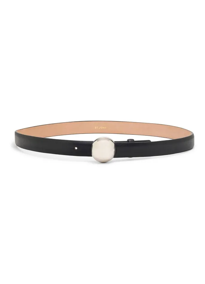 St John Belts Women Ball Buckle Belt Black Silver