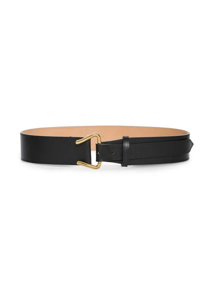 St John Belts Women Leather Loop Belt Black