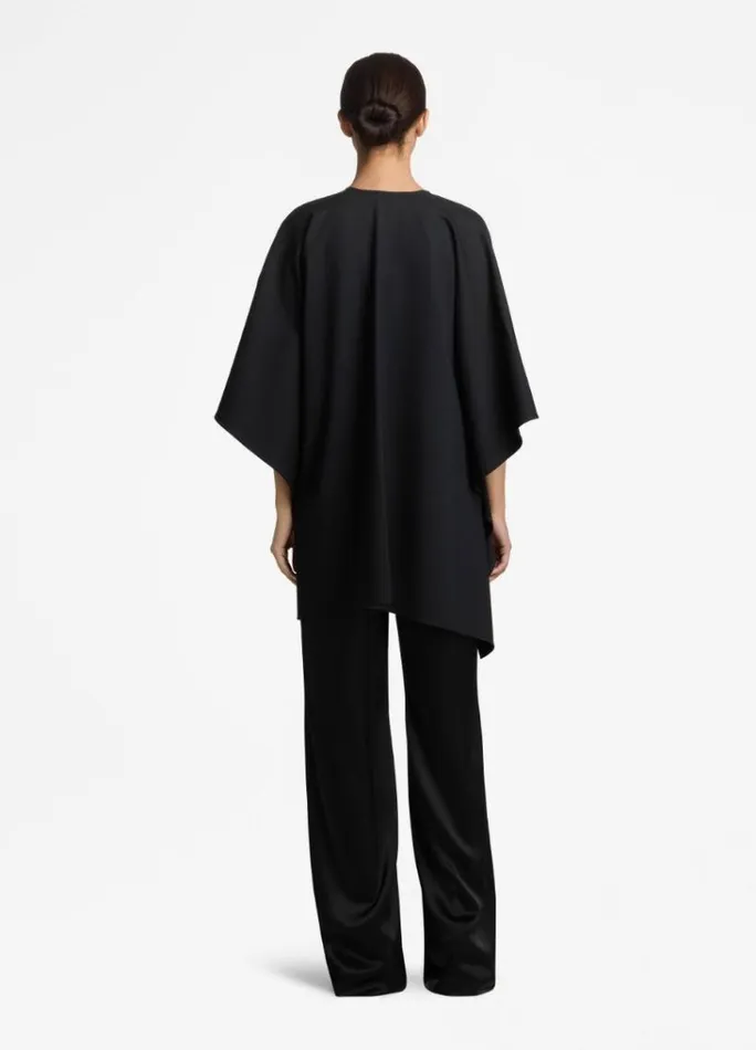 St John Capes and Wraps Women Milano Knit And Leather Wrap St John Knits Black St John Capes and Wraps Women Milano Knit And Leather Wrap St John Knits Black
