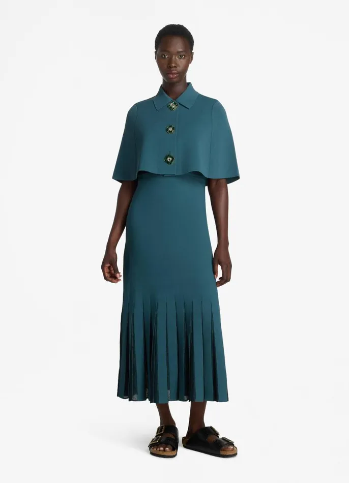 St John Capes and Wraps Women Stretch Viscose Knit Cape Prussian Blue St John Capes and Wraps Women Stretch Viscose Knit Cape Prussian Blue