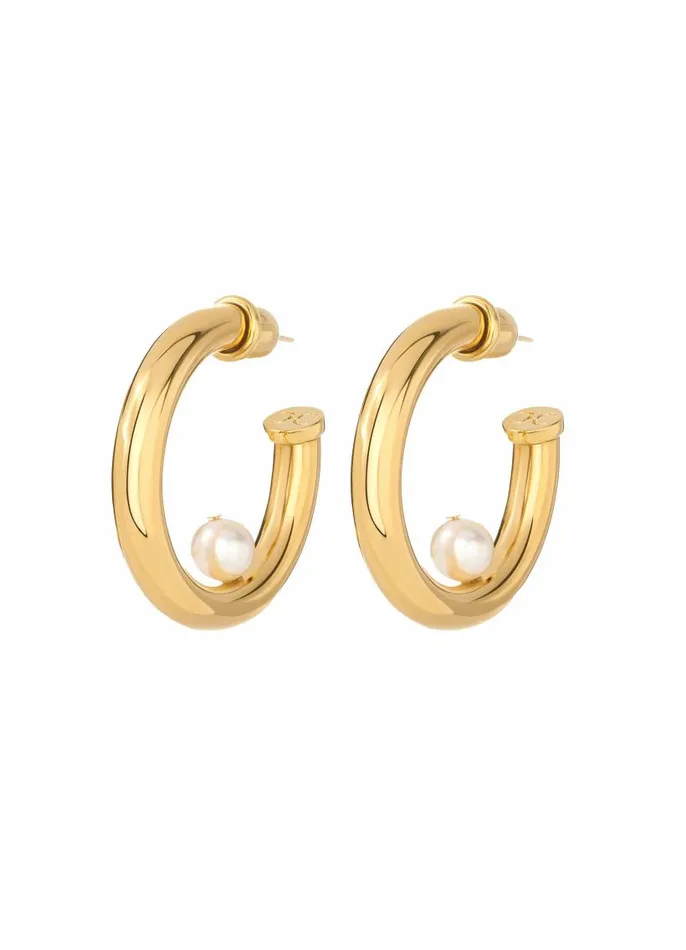 St John Christina Caruso Jewelry Women Christina Caruso Hoop Earring With Pearl Gold St John Christina Caruso Jewelry Women Christina Caruso Hoop Earring With Pearl Gold