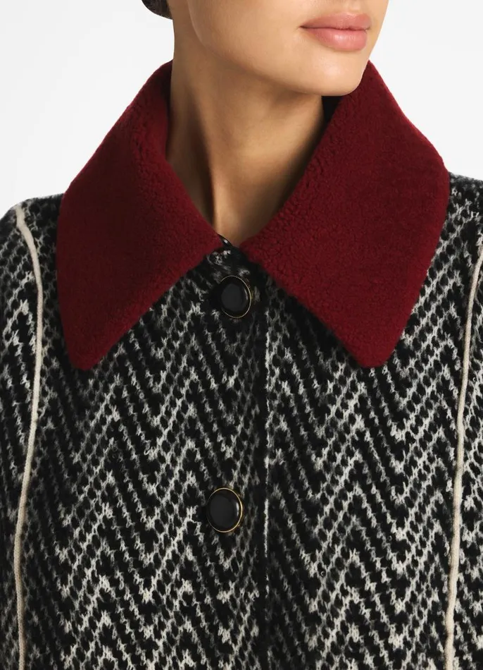 St John Coats Women Chevron Sequin Knit Coat Blackivory Multi St John Coats Women Chevron Sequin Knit Coat Blackivory Multi