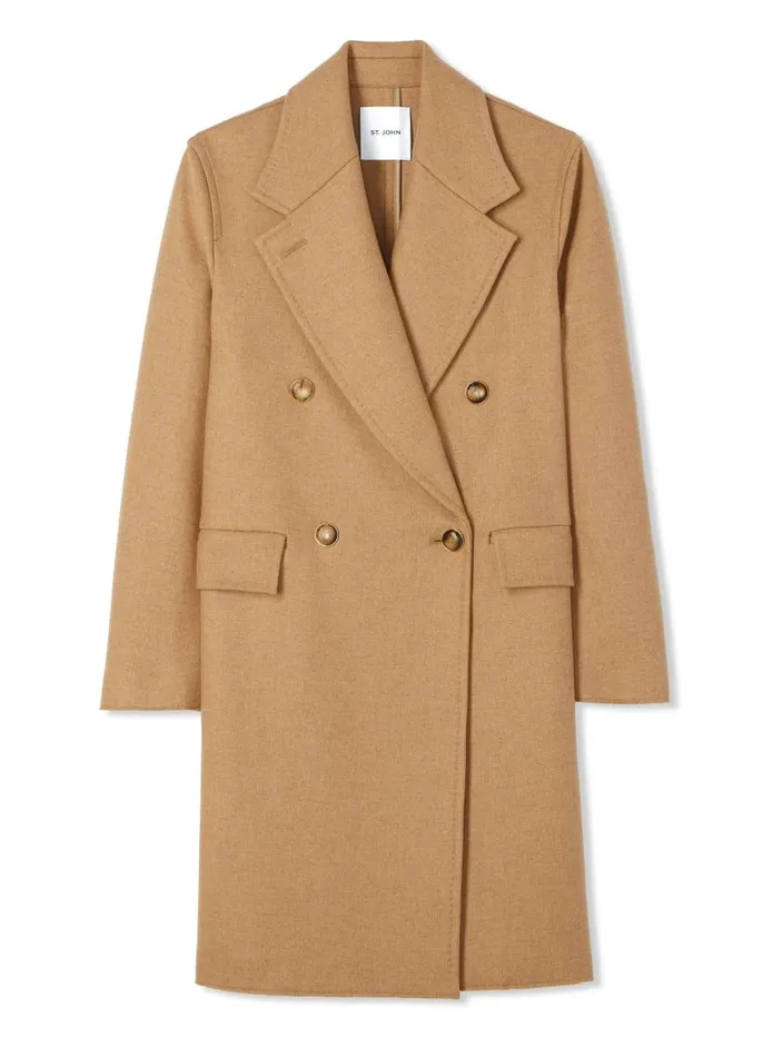 St John Coats Women DoubleFace Wool And Cashmere Blend Coat Camel