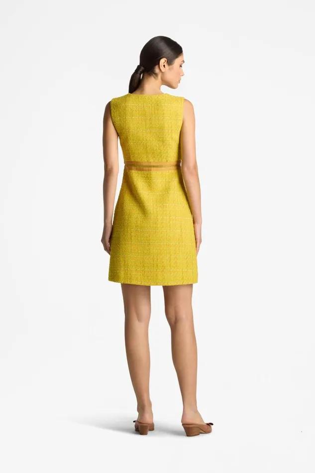 St John Cocktail and Party Women Lurex Tweed Sleeveless Dress Sunflower Multi St John Cocktail and Party Women Lurex Tweed Sleeveless Dress Sunflower Multi