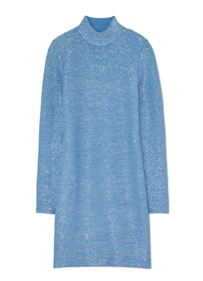 St John Cocktail and Party Women Mock Neck Sequin Knit Dress Lagunatahoe Multi
