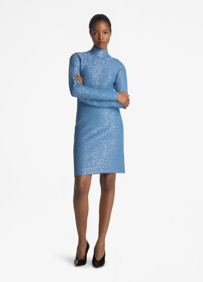 St John Cocktail and Party Women Mock Neck Sequin Knit Dress Lagunatahoe Multi St John Cocktail and Party Women Mock Neck Sequin Knit Dress Lagunatahoe Multi
