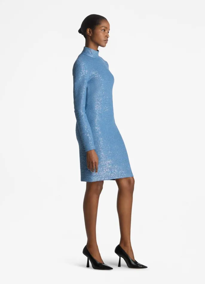 St John Cocktail and Party Women Mock Neck Sequin Knit Dress Lagunatahoe Multi St John Cocktail and Party Women Mock Neck Sequin Knit Dress Lagunatahoe Multi