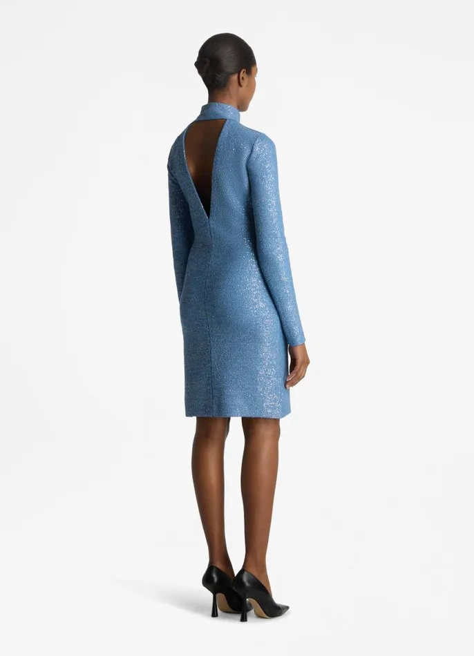 St John Cocktail and Party Women Mock Neck Sequin Knit Dress Lagunatahoe Multi St John Cocktail and Party Women Mock Neck Sequin Knit Dress Lagunatahoe Multi