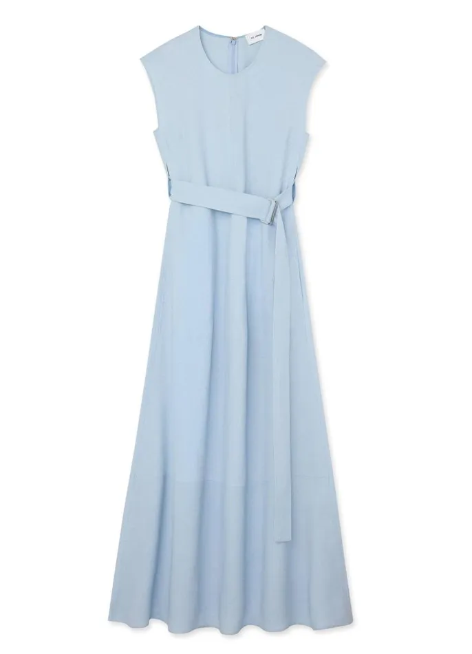 St John Day Dresses Women Textured Crepe Long Dress Powder Blue