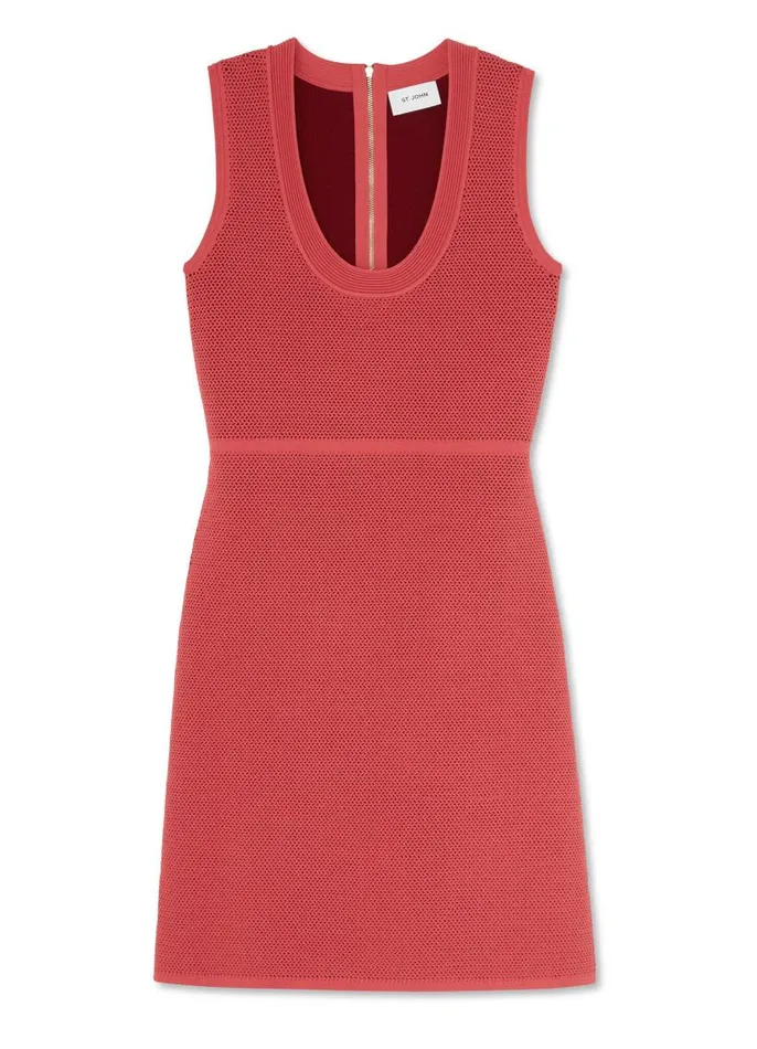 St John Dresses Women BiTonal Stretch Knit Dress Rosedark Claret Multi