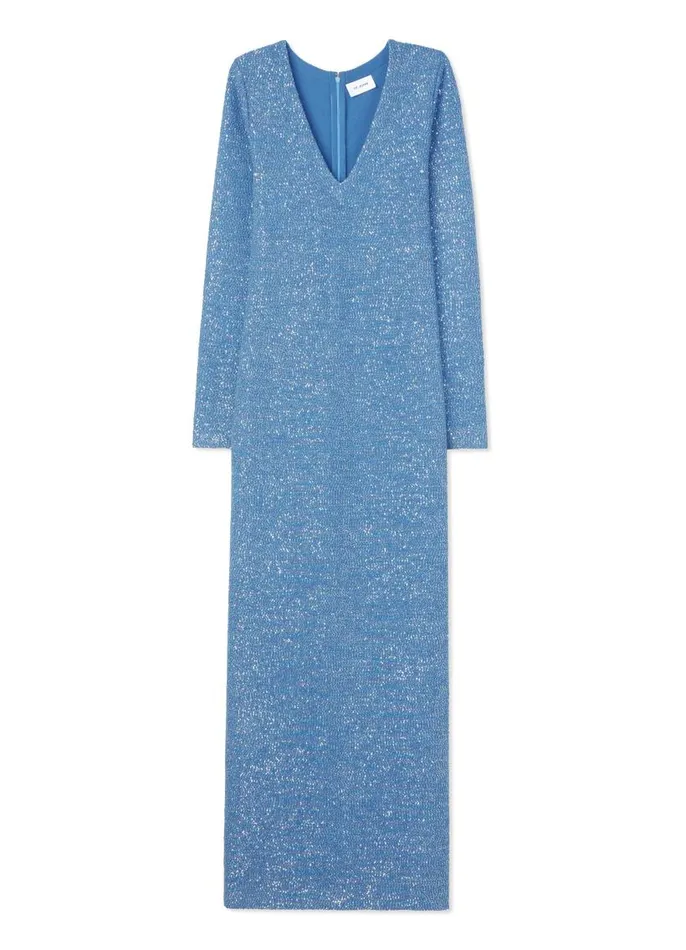 St John Dresses Women Long Sleeve Sequin VNeck Gown Lagunatahoe Multi